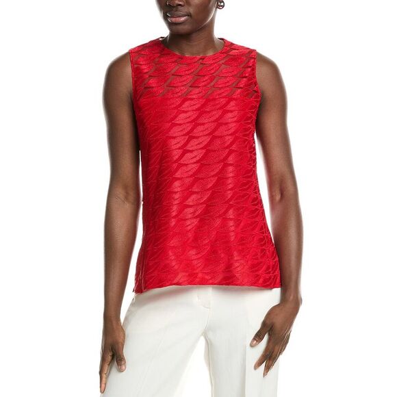 Akris WomensEmbroidered Lips Silk Blouse Red